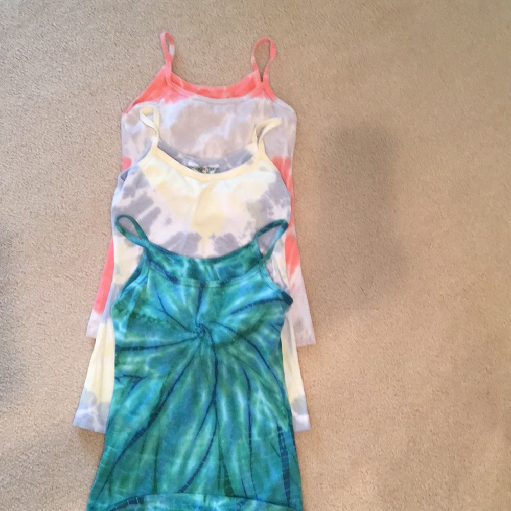 Three Hard Tail tie-dyed stretchy tank tops